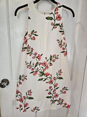 Ann Taylor-Petite S=0, sleeveless shift dress, tropical floral print